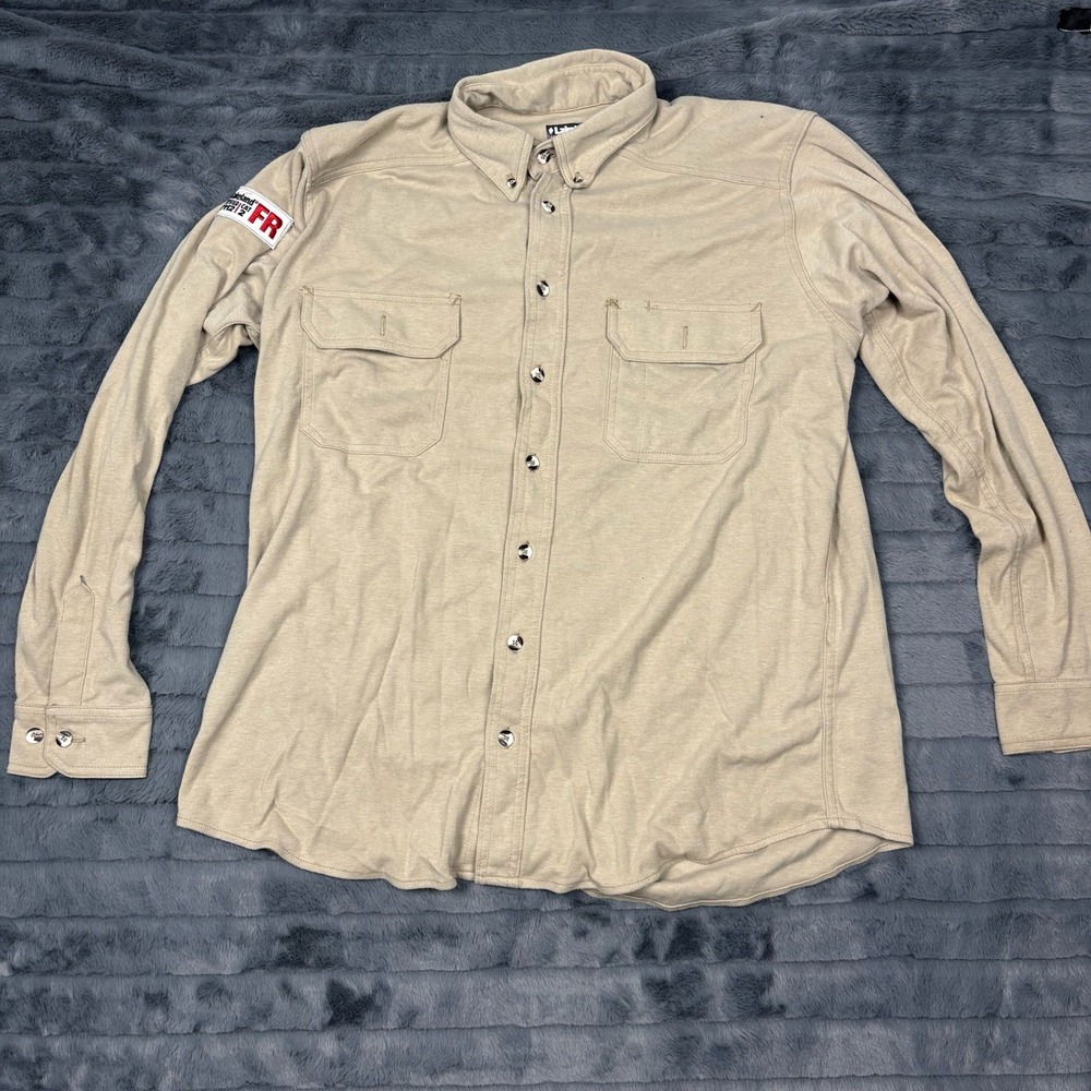 Lakeland FR Shirt Mens XL Tan ISHAT20 Flame Resistant CAT 2 NFPA 2112 Workwear